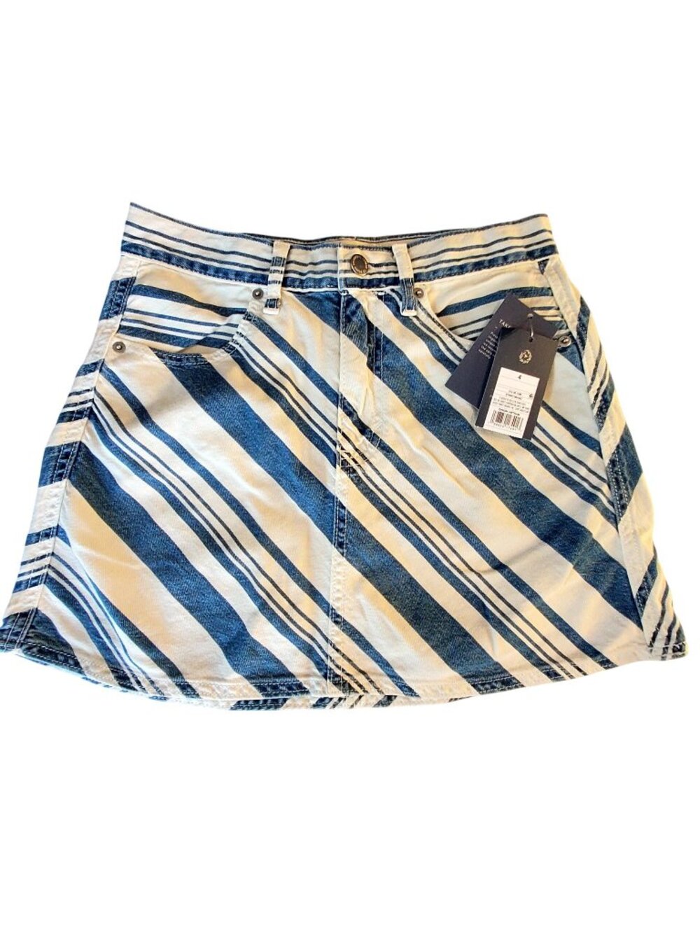 UniversalThread Womens Striped Mini Skirt 78% Cotton 22% Lyocell Blue & White 4
